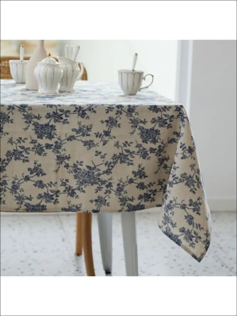 Rectangle Tablecloth 100% Polyester Fabric 60x120 Inch Floral